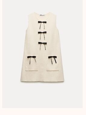 Zara Knit Mini Dress with Contrasting Bows